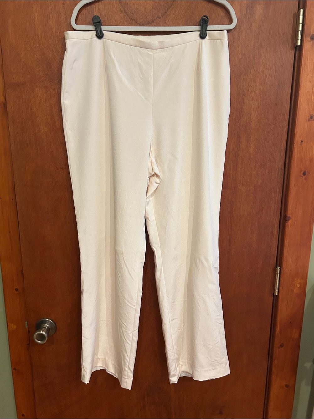 Lafayette 148 New York silk wide leg trousers cream size 16